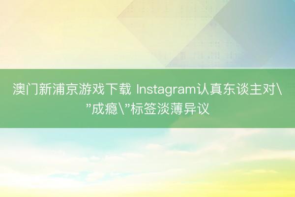 澳门新浦京游戏下载 Instagram认真东谈主对