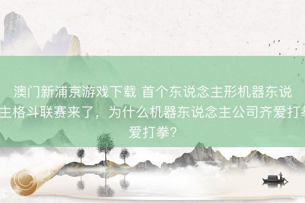 澳门新浦京游戏下载 首个东说念主形机器东说念主格斗联赛来了,为什么机器东说念主公司齐爱打拳?