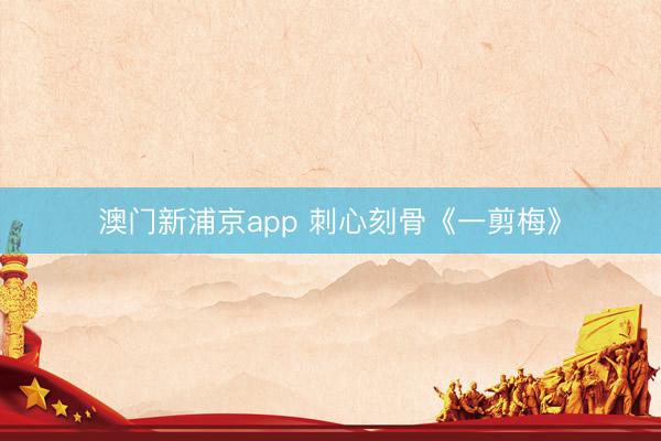 澳门新浦京app 刺心刻骨《一剪梅》