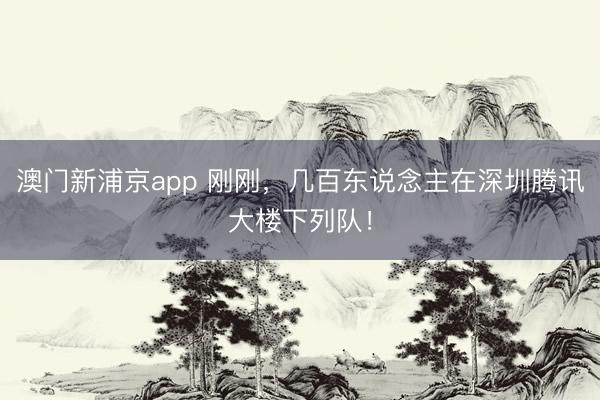 澳门新浦京app 刚刚,几百东说念主在深圳腾讯大楼下列队!